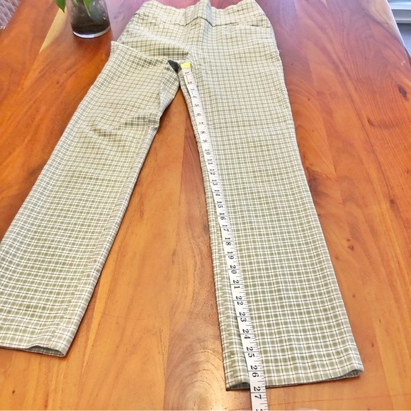 SUZY Pastel Green Gingham Plaid Cottagecore High Rise Trousers Pants. Medium - Picture 9 of 13